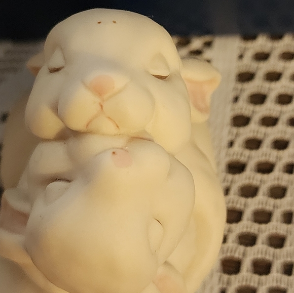 Love is wonderful HOMCO 1990 rabbits ceramic - Picture 6 of 10